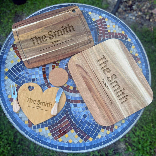 Personalized Cutting Board, Charcuterie Board, Laser Engraved Wedding Gift, Engagement Present, Gifts for Mom, Custom Cutting Board, Personalized Kitchen Gift, Fiance