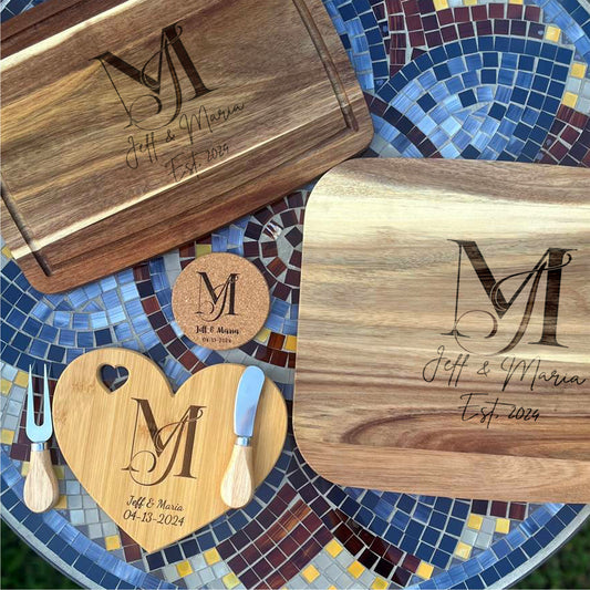 Personalized Cutting Board, Cheese Board, Monogram Charcuterie Board, Wedding Gift, Serving Board, Live Edge Cutting Board, Bread Board