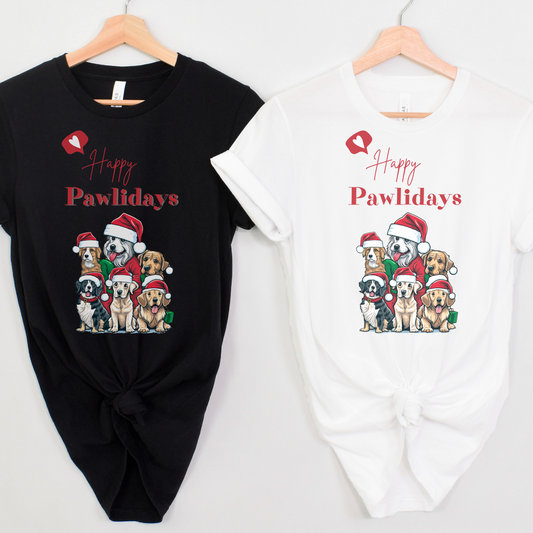 Pawlidays Shirt, Christmas Tees, Gift For Dog Lover, Christmas Party Shirt, Pet Shirts