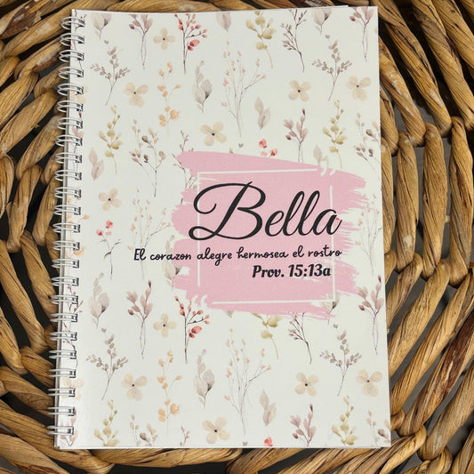 Bella Notebook, Beautiful Notebook, Spiral notebooks | Soft cover journal | Faith notebook , Gifts for Women, Christians Gifts, Notebook For Church Devotional, Floral Prayer Journal Church Notes Personalized Bible Journal