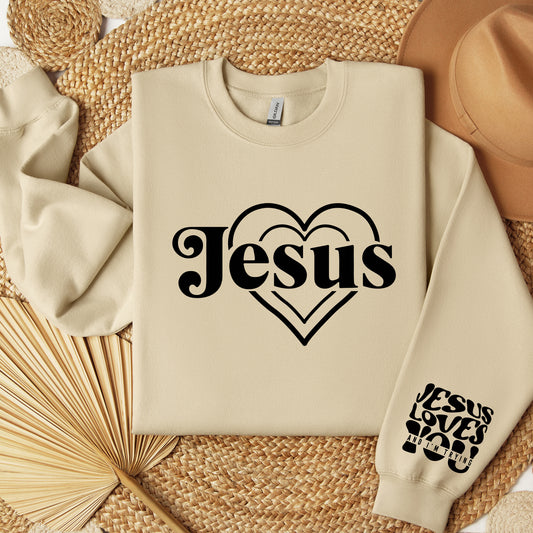 Jesus Loves You Crewneck Sweatshirt, Bible Verse Shirt, Minimalist Christian Sweater, Inspirational Religious Apparel, Scripture Quote Merch