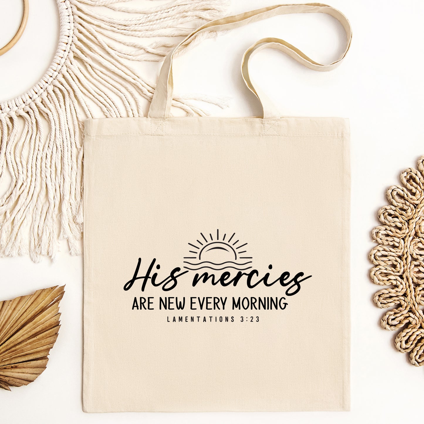 His Mercies Are New Every Morning Tote Bag, Christian Tote Bag, Bible Quotes, Motivational Gifts, Religious Tote Bag, Inspirational Gifts