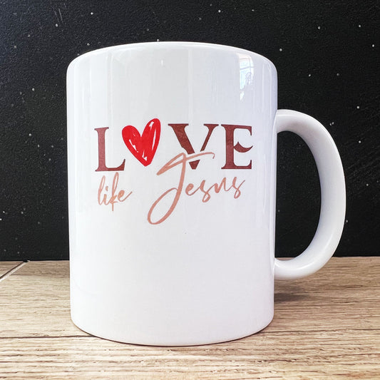 "Love, Life, Jesus" Porcelain Ceramic Coffee Mug, Religious faith gifts, Christian Mug, Faith Mug, Bible Verse Mug, Bible Verses Gift