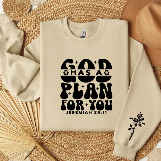 Christian Hoodie, God Has A Plan Hoodie, I have A Purpose Religious Hooded Sweater, Gift For Ladies and Teenagers, Christian Apparel